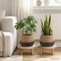 vidaXL Kvetináč s uchami 2 ks Čierna Ø 22 x 20 cm 100% Morská tráva