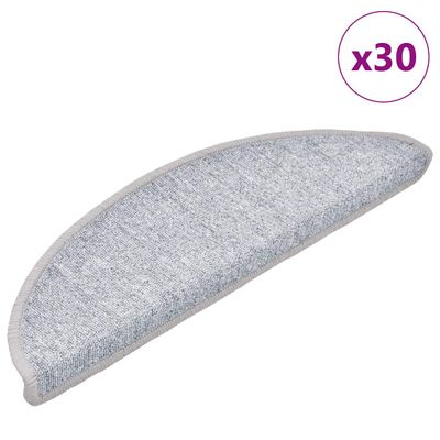 vidaXL Schodové rohože 30 ks 56x17x3 cm svetlosivé polkruhové