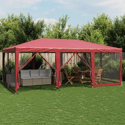 vidaXL Párty stan s 10 sieťkovanými bočnými stenami červený 6x4 m HDPE