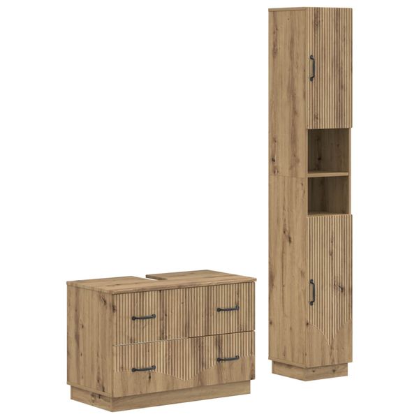 vidaXL Súprava kúpeľňových skríň v 2 kusoch HOORN Dub artisan