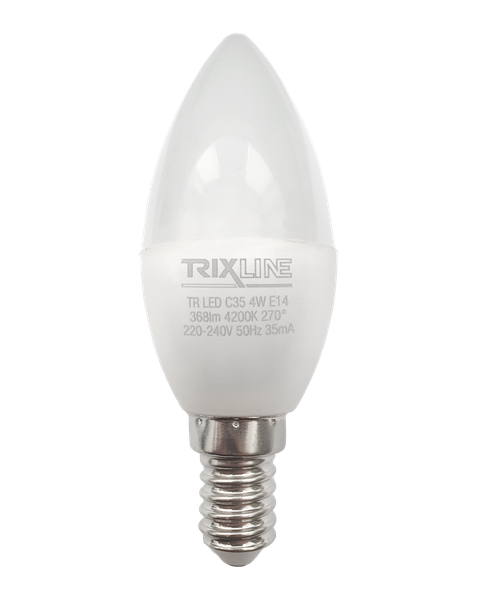 LED žiarovka Trixline 4W 368lm E14 C35 neutrálna biela