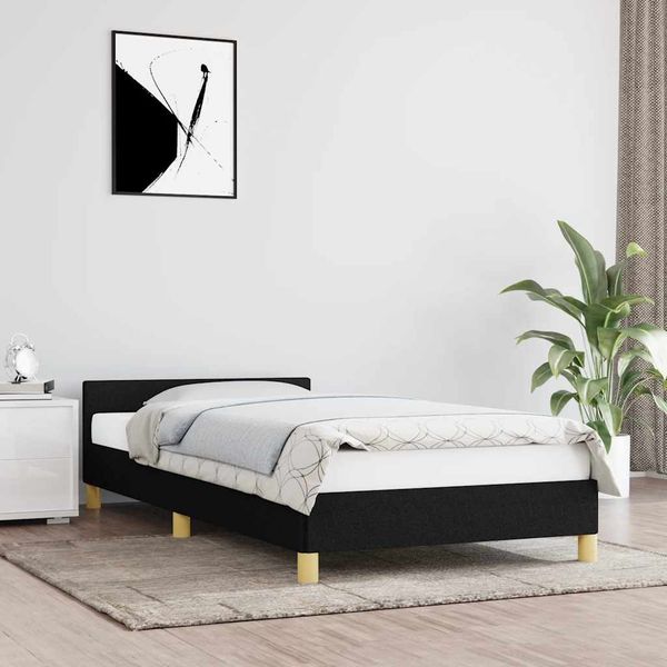 vidaXL Posteľ bez matraca čierny 100x200 cm látka