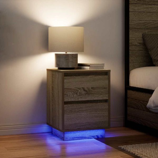 vidaXL Nočné skrinky s LED osvetlením 2 ks Dub sonoma 38x34x50 cm