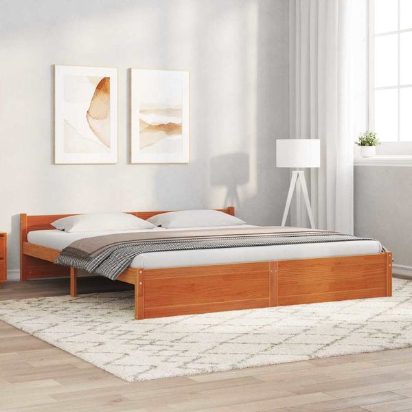 vidaXL Rám postele s čelnou doskou Včelí hnedý 205,5 x 205,5 x 51 cm