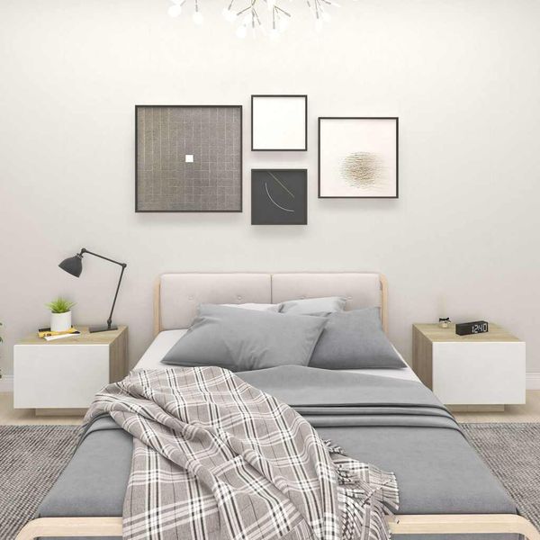 vidaXL Nočný stolík biely a dub sonoma 100x35x40 cm drevotrieska
