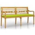 vidaXL Lavička Batavia so bledozeleným vankúšom 150 cm tíkový masív
