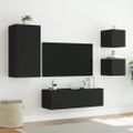vidaXL 4-dielne TV nástenné skrinky s LED svetlami čierne