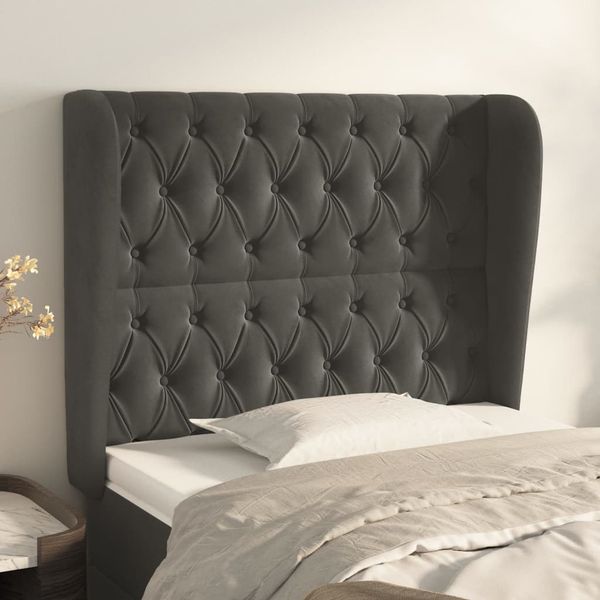 vidaXL Čelo postele so záhybmi tmavosivé 103x23x118/128 cm zamat