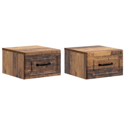 vidaXL Nástenná nočná skrinka 2 pcs Staré drevo 34,5 x 33 x 20 cm