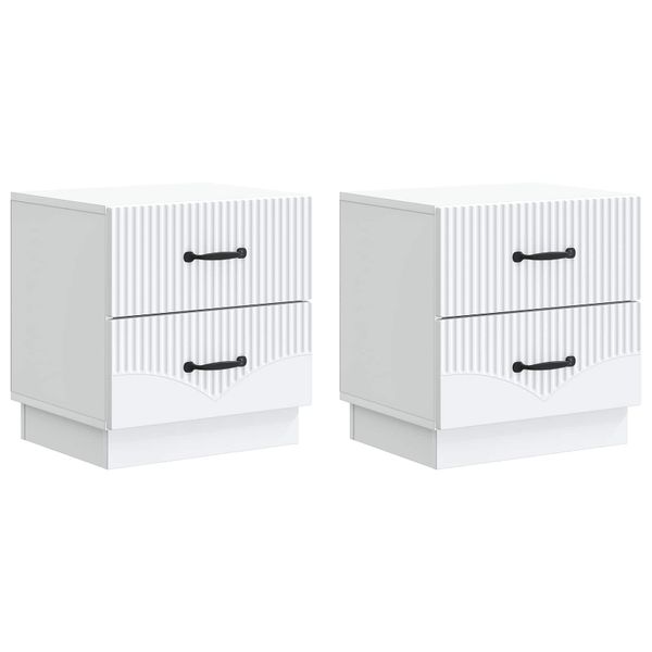 vidaXL Nočný stolík 2 pcs Biela 43 x 34,5 x 44,5 cm Kompozitné drevo