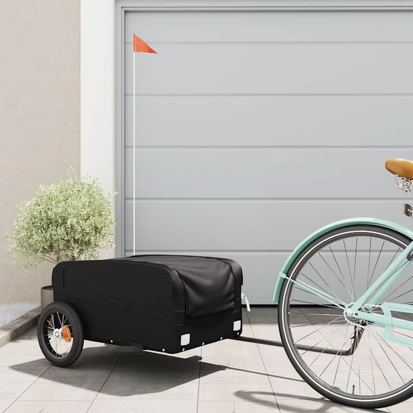vidaXL Vozík za bicykel, čierny 30 kg, železo