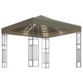 vidaXL Altánok s LED reťazou 3x3 m, sivohnedý, látka