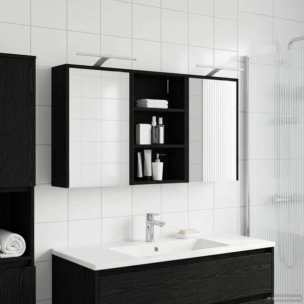 vidaXL Set kabinetov do kúpeľne s poličkou 3 pcs 126 x 16 x 62.5 cm
