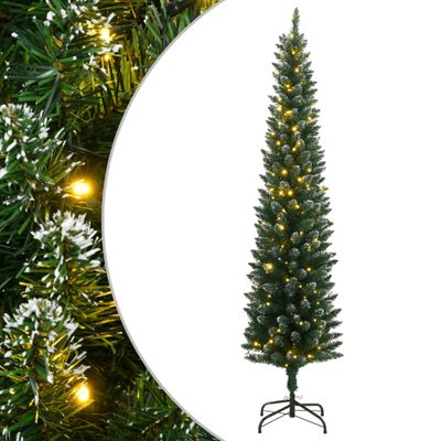 vidaXL Umelý úzky vianočný stromček s 300 LED 240 cm