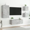 vidaXL 5-dielne TV nástenné skrinky s LED betónovo sivé kompozit.drevo