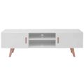 vidaXL Stolík pod TV, MDF 150x35x48,5 cm, vysoký lesk, biely