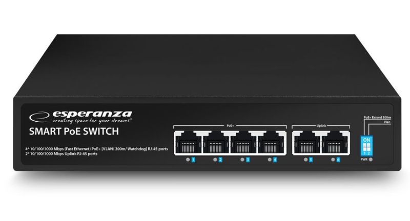 Switch Esperanza Goliath ENS107, 10/100/1000Mbps, 4PoE+2, 65W