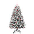 vidaXL Umelý Sklápací Vianočný Stromček 150 LED Zelená a biela 150 cm