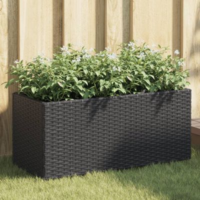vidaXL Záhradný kvetináč s 2 nádobami čierny 72x30x32 cm polyratan