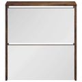 vidaXL Botník so zrkadlom 2-poschodový dymový dub 63x17x67 cm