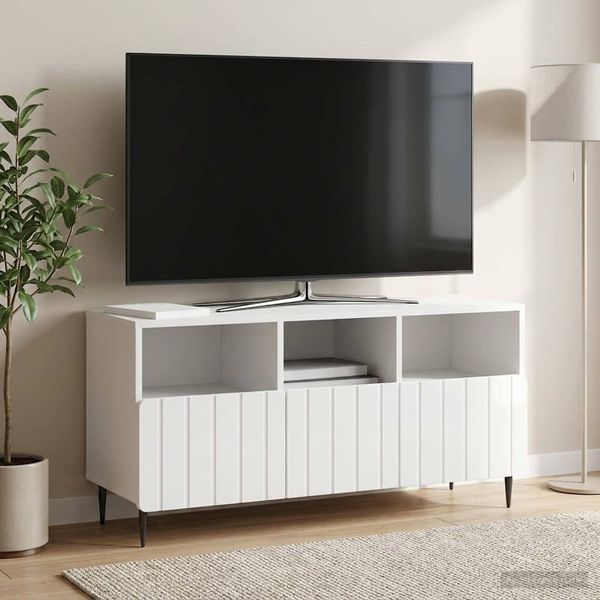 vidaXL TV skrinka Biela s vysokým leskom 102 x 34,5 x 50 cm