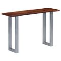 vidaXL Konzolový stolík z akáciového dreva a železa 115x35x76 cm