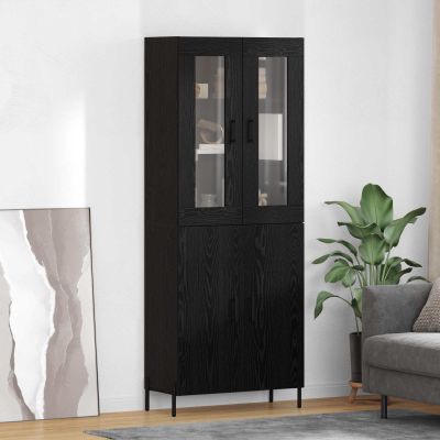 vidaXL Highboard Čierny dub 69,5 x 34 x 180 cm Kompozitné drevo