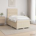 vidaXL LED boxspring posteľ s matracom Krémová 120 x 190 cm Látka