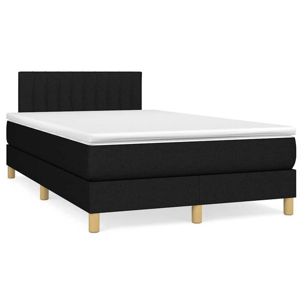 vidaXL Boxspring posteľ s matracom a LED, čierna 120x190 cm, látka