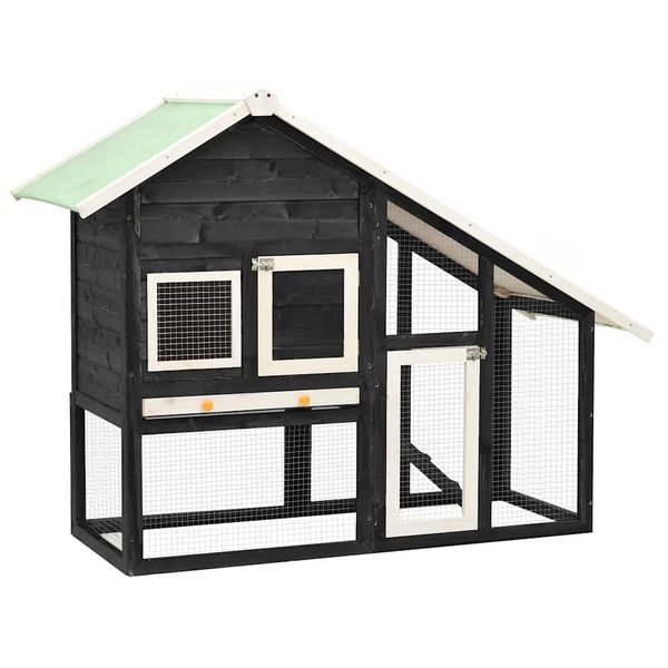 vidaXL Králikáreň sivo-biela 140x63x120 cm jedľové drevo
