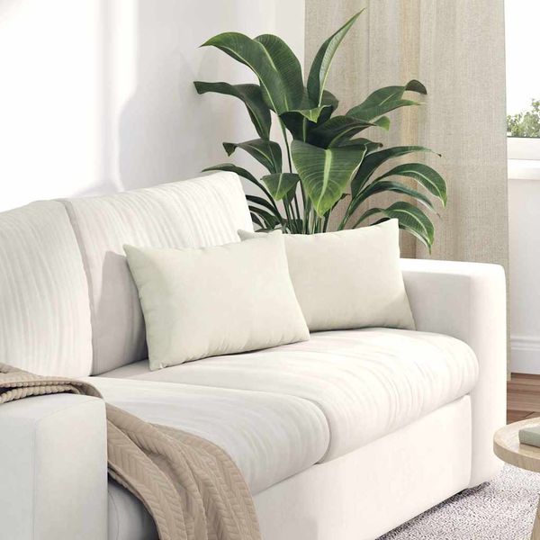 vidaXL Vankúše na pohovku 2 pcs Krémová 50 x 30 cm Kordúrová tkanina
