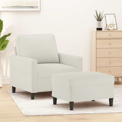 vidaXL Kreslo s podnožkou krémové 60 cm zamat