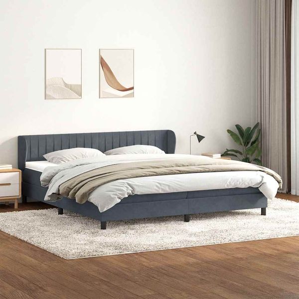 vidaXL Box Spring Posteľ s matracmi Tmavošedá 180x210 cm Zamat