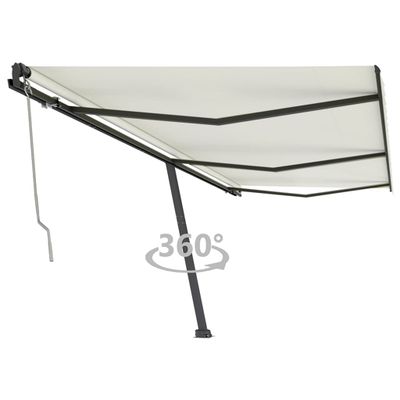 vidaXL Samostatne stojaca automatická markíza 600x350 cm krémová