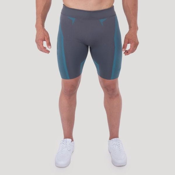 Bezšvové šortky OG1 Grey/Blue - GymBeam, veľkosť XXL