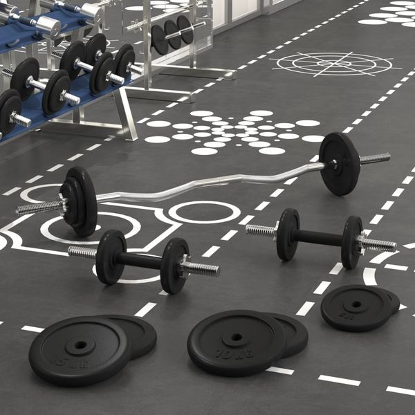 vidaXL Obojručná a jednoručná činka so závažiami 90 kg, liatina