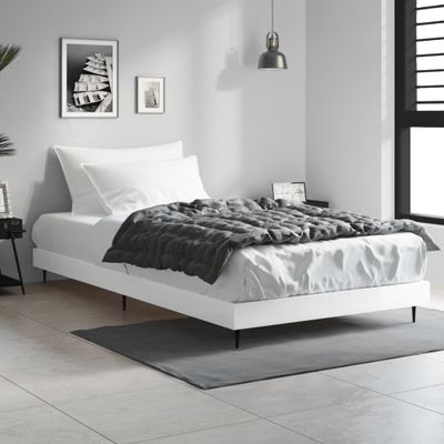 vidaXL Posteľný rám lesklý biely 90x200 cm kompozitné masív