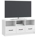 vidaXL TV skrinka Biela s vysokým leskom 102 x 34,5 x 47 cm