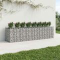 vidaXL Gabiónová vyvýšená posteľ 4 ks 400 x 100 x 100 cm Strieborná