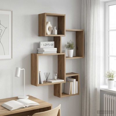 vidaXL Stenové kockové police Nástenná montáž Dub artisan