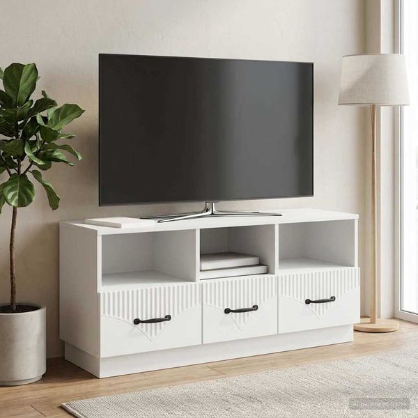 vidaXL TV skrinka Biela 102 x 34,5 x 47 cm Kompozitné drevo