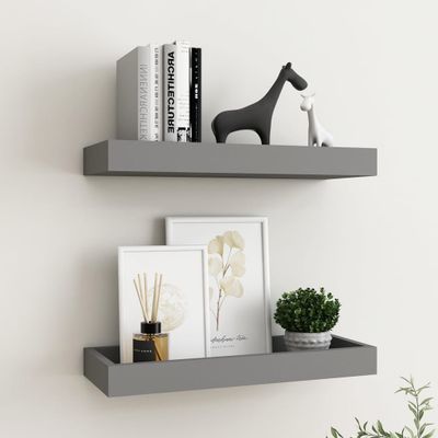 vidaXL Terasové nástenné police 2 ks sivé 40x15x4 cm MDF