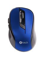 C-TECH myš WLM-02, černá-modrá, bezdrôtová, 1600DPI, 6 tlačidiel, USB nano receiver