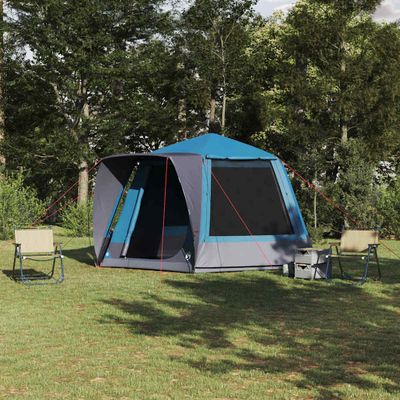 vidaXL Kempingový stan Chata Modrá 420 x 420 x 227 cm Polyester