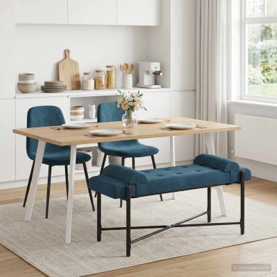 vidaXL Lavica s gombíkmi a vankúšmi Modrá 110 x 40 x 46 cm Zamat