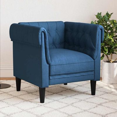 vidaXL Pohovka Chesterfield modrá látka