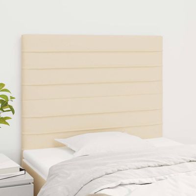 vidaXL Čelo postele krémové 100x5x118/128 cm látkové