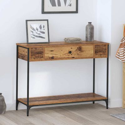 vidaXL Konzolový stôl Staré drevo 100 x 34.5 x 75 cm Kompozitné drevo