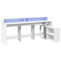 vidaXL Stôl s LED svetlami biely 200x104x91 cm kompozitné drevo