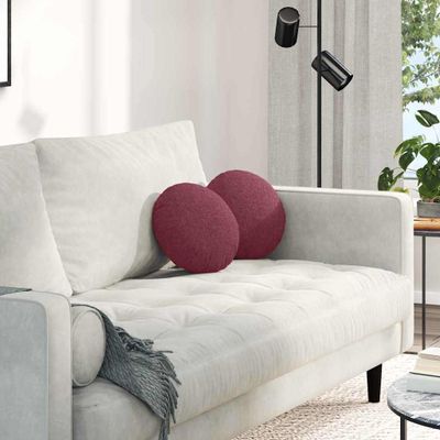 vidaXL Vankúše na sedenie 2 pcs Víno červené Ø30 x 13 cm látka